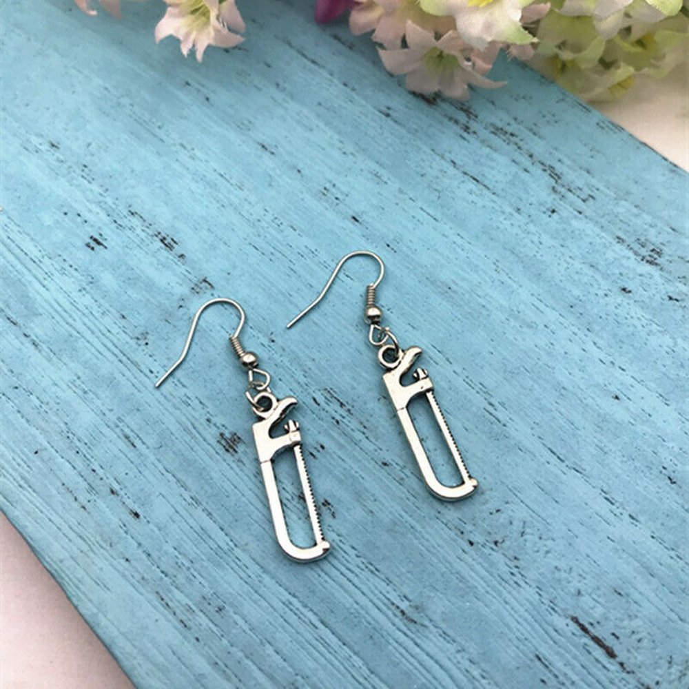 Handsaw Silver Earrings